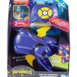 Fisher-Price Fisher Price - Carro de controle remoto DC Batwheels, Bam The Batmobile Transforming RC com luzes, sons e frases de personagens New
