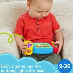 Fisher-Price Fisher Price - Ria e aprenda brinquedo para bebês e crianças pequenas Twist &amp; Learn Gamer Finja videogame com luzes e música Sale