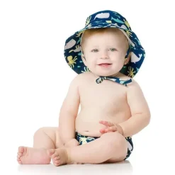 Bumkins Fralda e chapéu de natação reutilizáveis ​​, UPF +50, mar profundo Hot