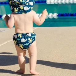 Bumkins Fralda e chapéu de natação reutilizáveis ​​, UPF +50, mar profundo Hot