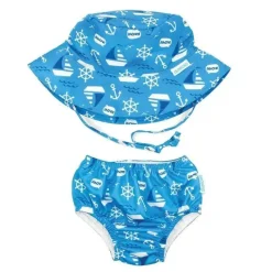 Bumkins Fralda e chapéu de natação reutilizáveis ​​, UPF +50, Ahoy Sale