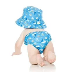 Bumkins Fralda e chapéu de natação reutilizáveis ​​, UPF +50, Ahoy Sale
