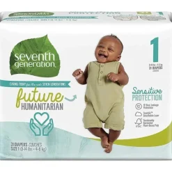 Seventh Generation Fraldas para bebês de sétima geração, proteção sensível, tamanho 1 Outlet