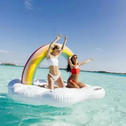 Funboy - Flutuador gigante inflável de luxo para piscina com espreguiçadeira Rainbow Cloud Island Online