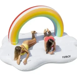 Funboy - Flutuador gigante inflável de luxo para piscina com espreguiçadeira Rainbow Cloud Island Online