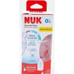 Nuk Garrafa anti-cólica 5oz de fluxo suave, design rosa transparente 1 unidade Clearance