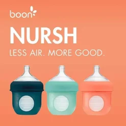Boon Garrafa de Silicone Nursh 4oz 3Pk, Menta/Cantaloupe/Marinha New