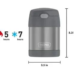 Thermos Garrafa térmica - 10 onças. Funtainer de Aço Inoxidável, Cinza Outlet