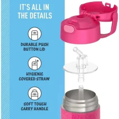 Thermos Garrafa térmica - 12 onças. Garrafa de Funtainer® não licenciada de aço inoxidável, rosa New