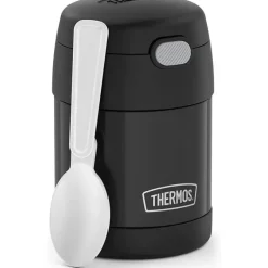 Thermos Garrafa térmica - 10 onças. Recipiente de comida em aço inoxidável, preto fosco Hot