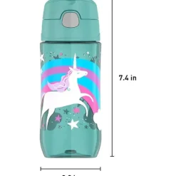 Thermos Garrafa térmica - garrafa de hidratação Funtainer® de plástico de 16 onças com tampa de bico, unicórnios Sale