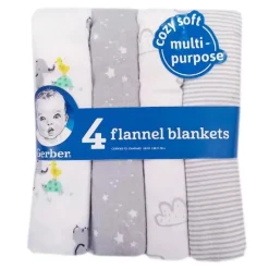 Gerber - Cobertor de Flanela 4Pk Neutro Tamanho Único, Animais Bebês Outlet