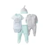 Gerber - Conjunto de 4 peças (snp, macacão, calça com pés e boné) neutro, animais para bebês Best