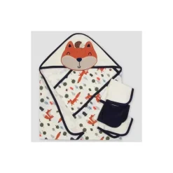 Gerber - conjunto de toalhas e toalhinhas felpudas com capuz 4 peças menino tamanho único, raposa Fashion