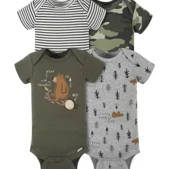 Gerber - Macacão de Manga Curta para Bebê 4Pk - Menino Urso New