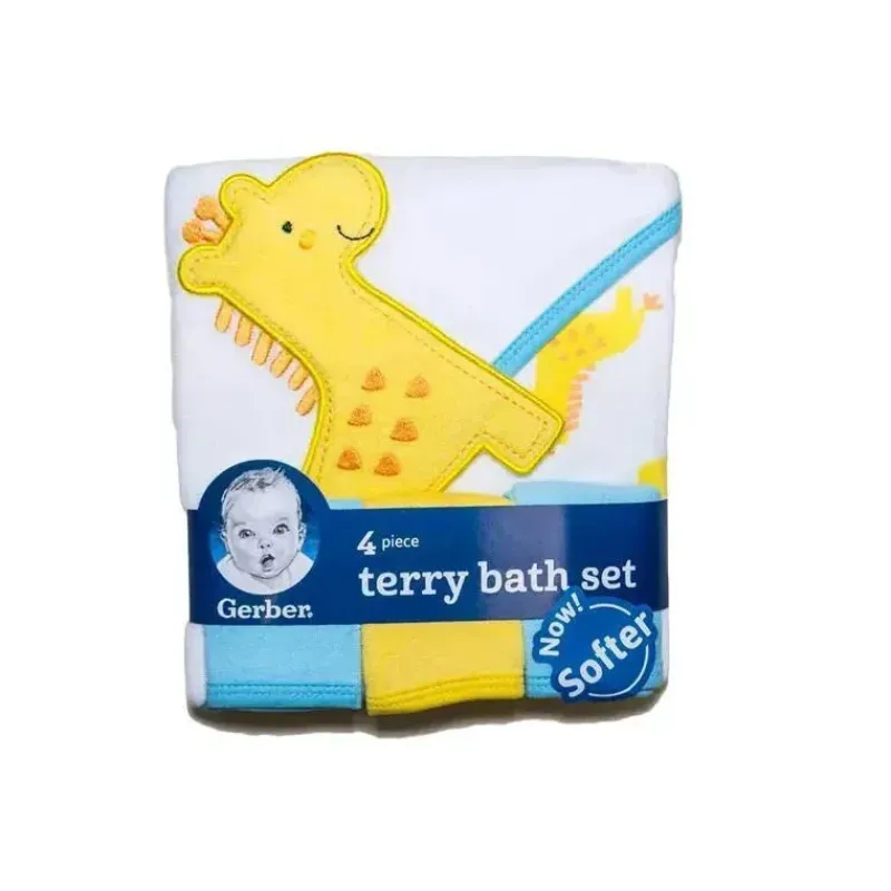 gerber__peas_de_toalhas_d_SKUIkEx5mXZ_1.webp Gerber 4 peças de toalhas de bebê com capuz girafa e toalhinhas de bebê Outlet