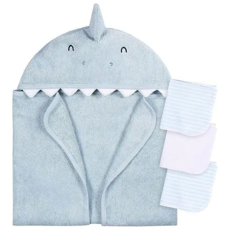 gerber__toalha_de_banho_e_SKUJ2pI8B1H_0.webp Gerber - Toalha de banho e panos de banho com capuz para bebê, tubarão New