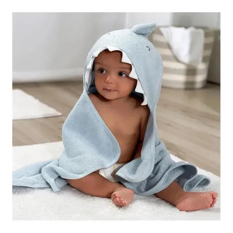 gerber__toalha_de_banho_e_SKUJ2pI8B1H_2.webp Gerber - Toalha de banho e panos de banho com capuz para bebê, tubarão New