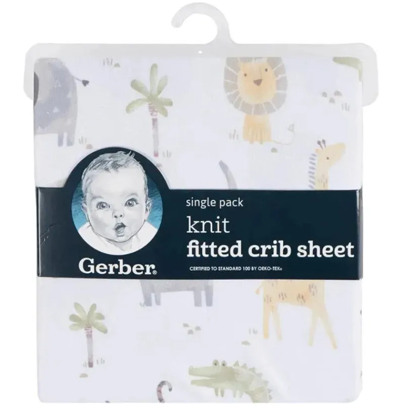 gerber_bedding__pk_knit_c_SKUO08zE6GD_2.webp Gerber Bedding - 1Pk Knit Crib Sheet, Neutral Animals + Geos Neutral Clearance