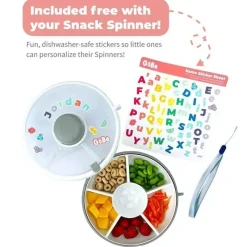 Gobe - Pacote Kids Original Snack Spinner com alça de mão e folha de adesivos, cinza Outlet