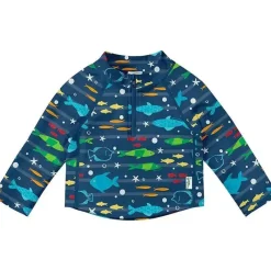 Iplay Green Sprouts - Camisa Rashguard de manga comprida com zíper, peixe marinho New