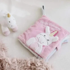 Gund Baby Dreaming Luna Unicorn livro macio pelúcia brinquedo estimulante sensorial, 8 pol Fashion