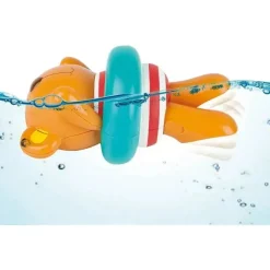 Hape - Brinquedo de banho de corda infantil Little Splashers nadador de pelúcia New