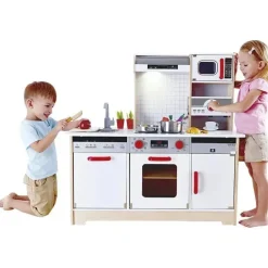 Hape - Cozinha infantil multifuncional de madeira com acessórios Best