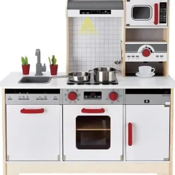 Hape - Cozinha infantil multifuncional de madeira com acessórios Best