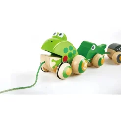 Hape - Família Pull Along Frog com rodas anti-capotamento Best