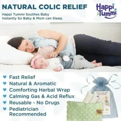 Happi Tummi - Envoltório de aromaterapia para alívio de cólicas e gases verdes para bebês Clearance