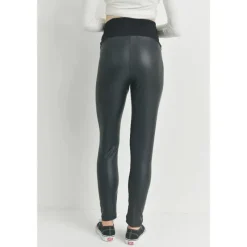 Hello Miz - Faux Leather Maternity Over The Bump Leggings, Black Clearance