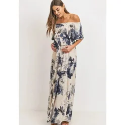 Hello Miz - Vestido de maternidade com babados e ombros largos, taupe Best