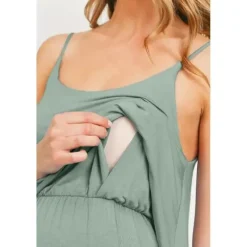 Hello Miz - Vestido Maxi de Enfermagem para Maternidade Solid, Sage Hot
