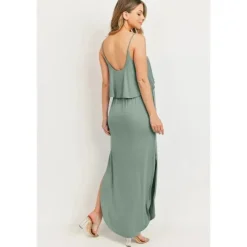 Hello Miz - Vestido Maxi de Enfermagem para Maternidade Solid, Sage Hot
