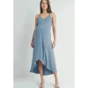 Hello Miz - Vestido midi de maternidade cruzado alto-baixo nas costas, Chambray Best