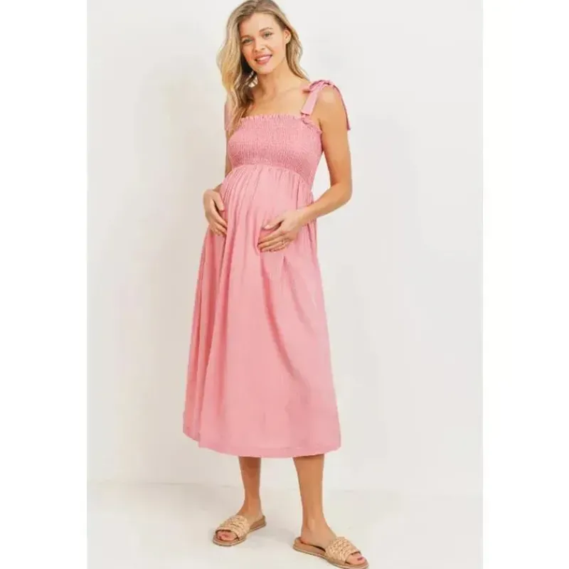 hello_miz__vestido_midi_m_SKUsrOCRjlE_0.webp Hello Miz - Vestido Midi Maternidade Smocked com Ombro e Gravata, Rosa Discount