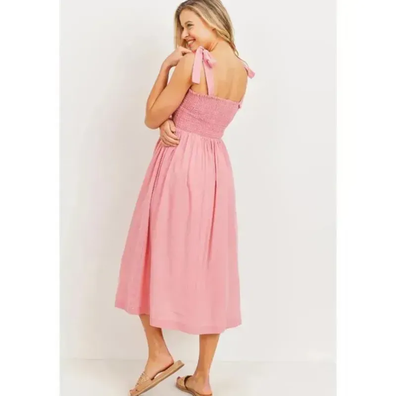 hello_miz__vestido_midi_m_SKUsrOCRjlE_3.webp Hello Miz - Vestido Midi Maternidade Smocked com Ombro e Gravata, Rosa Discount
