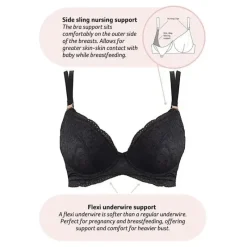 Hotmilk - Sutiã de amamentação preto Heroine Plunge Flexiwire New