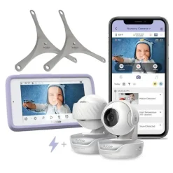 Hubble - Wi-Fi Nursery Pal Deluxe Twin 5 Smart Hd Baby Monitor com visualizador de tela sensível ao toque e câmeras duplas portáteis Online