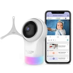 Hubble - Wi-Fi Nursery Pal Glow Deluxe Smart Hd Baby Monitor com luz noturna e alça de montagem flexível Hot