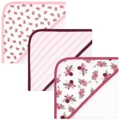 Baby Vision Hudson Baby - 3 unidades de toalhas de algodão unissex com capuz, floral quente Fashion