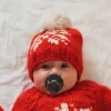 Huggalugs - Snowflake Red Beanie Hat For Baby & Kids New
