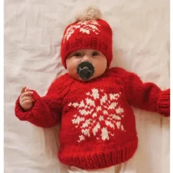 Huggalugs - Snowflake Red Crew Neck Sweater For Baby & Toddler Hot