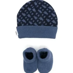 Hugo Boss - Conjunto de chapéu e chinelos Geometric Intarsia, Marinha Online