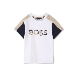 Hugo Boss Baby - Boy Logo Short Sleeve Tee And Shorts, White & Beige Clearance
