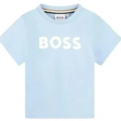 Hugo Boss Baby - Camiseta básica com logo e manga curta, azul Fashion
