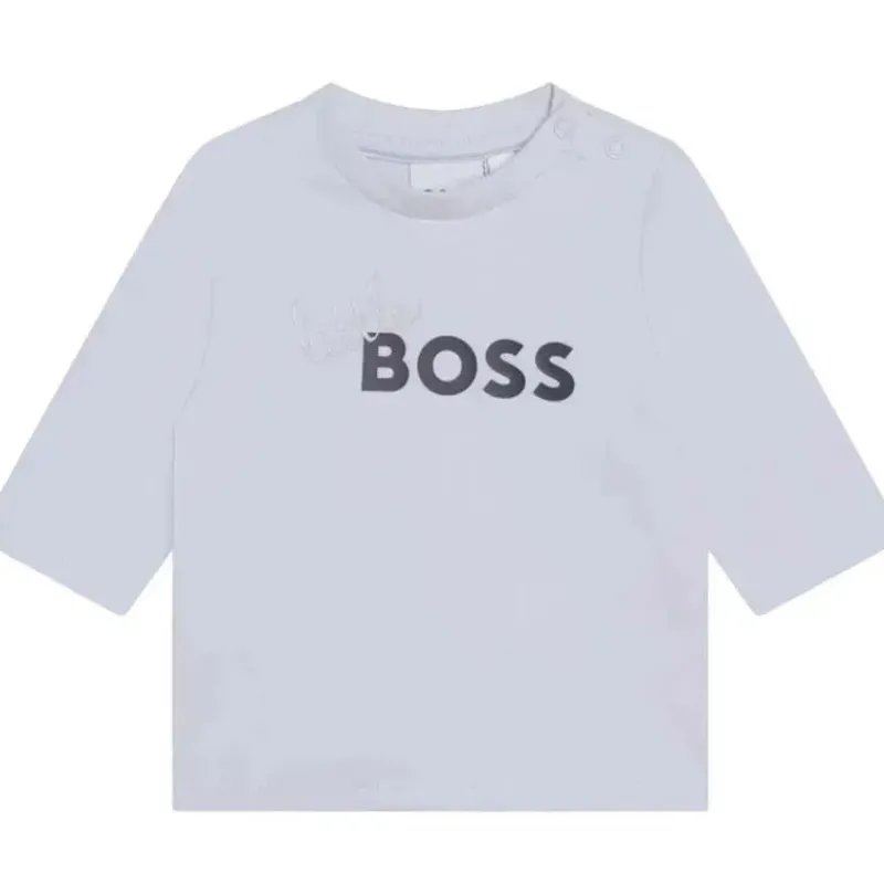 hugo_boss_baby__camiseta__SKUFQKniNkk_0.webp Hugo Boss Baby - Camiseta manga longa Little Boss, branca Fashion