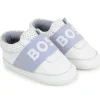 Hugo Boss Baby - Chinelos de couro, tênis menino, branco e azul claro Discount