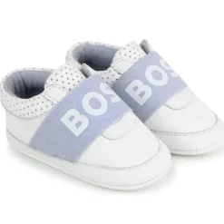 Hugo Boss Baby - Chinelos de couro, tênis menino, branco e azul claro Discount